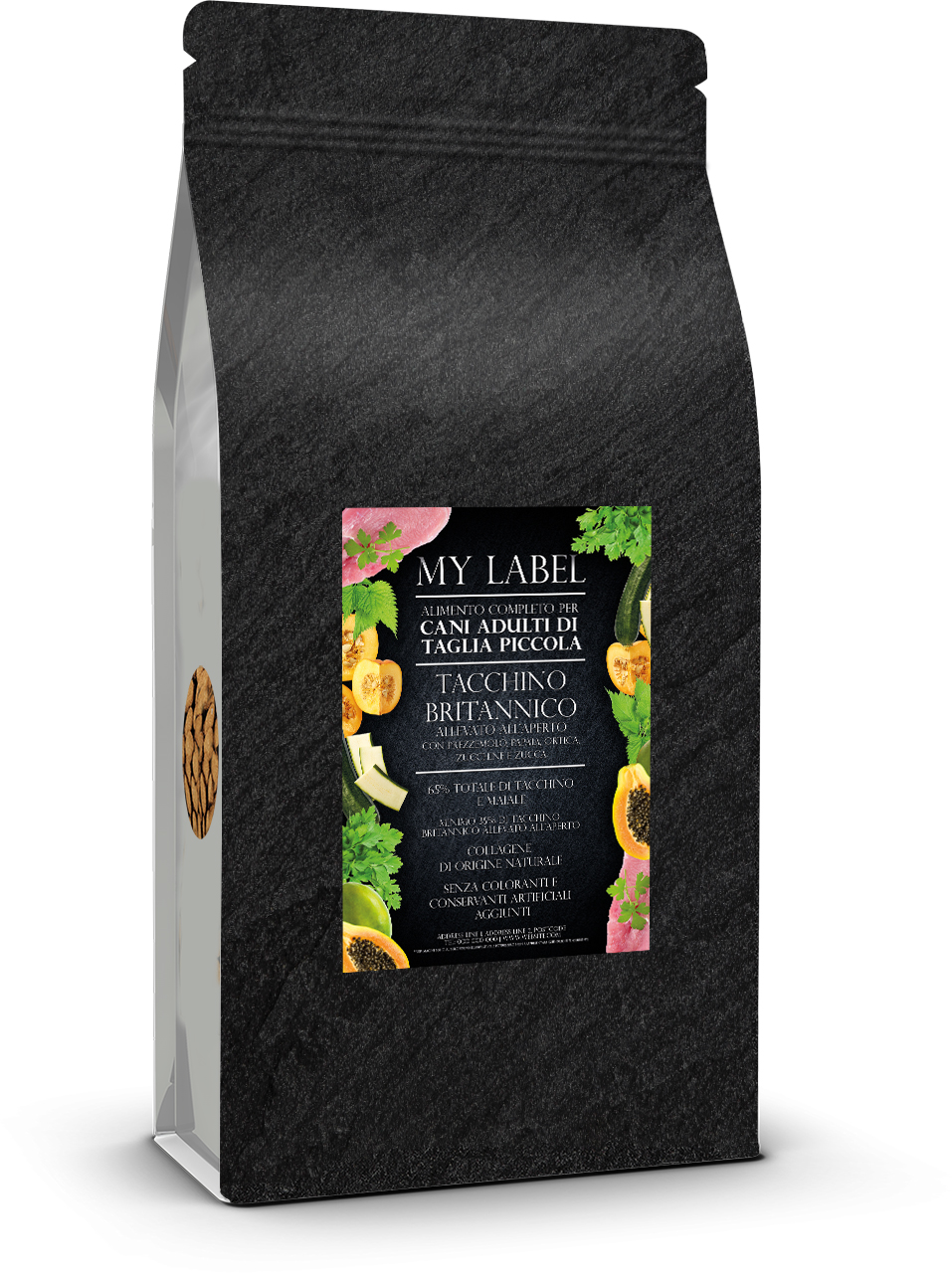 Linea Superfood 65 Tacchino Britannico allevato all'aperto con Prezzemolo, Papaia, Ortica, Zucchine e Zucca Cane adulto - Taglia piccola