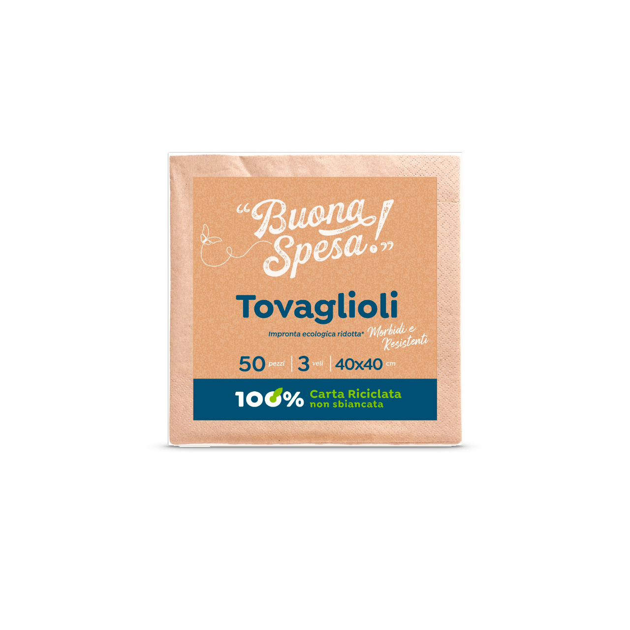 Tovaglioli di carta Buona spesa linea di prodotti in tissue a base di fibre riciclate, 100% non sbiancate